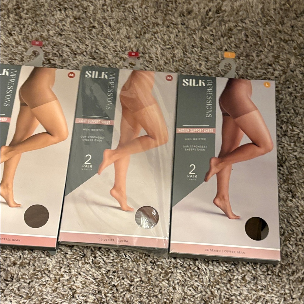 Impressions Silk Sheer Pantyhose Pack — Coffee Bean / Cocoa
